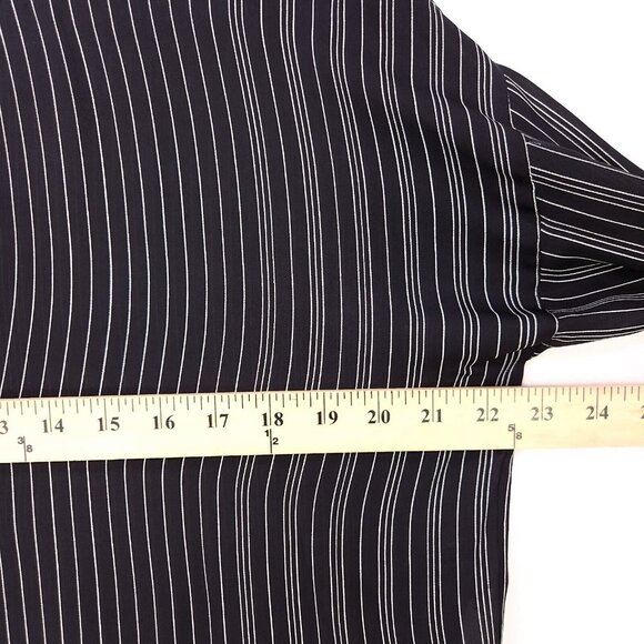 Vince Silk Tunic Top Size 2 Sheer Black Striped Elegant Professional Blouse - Picture 12 of 14